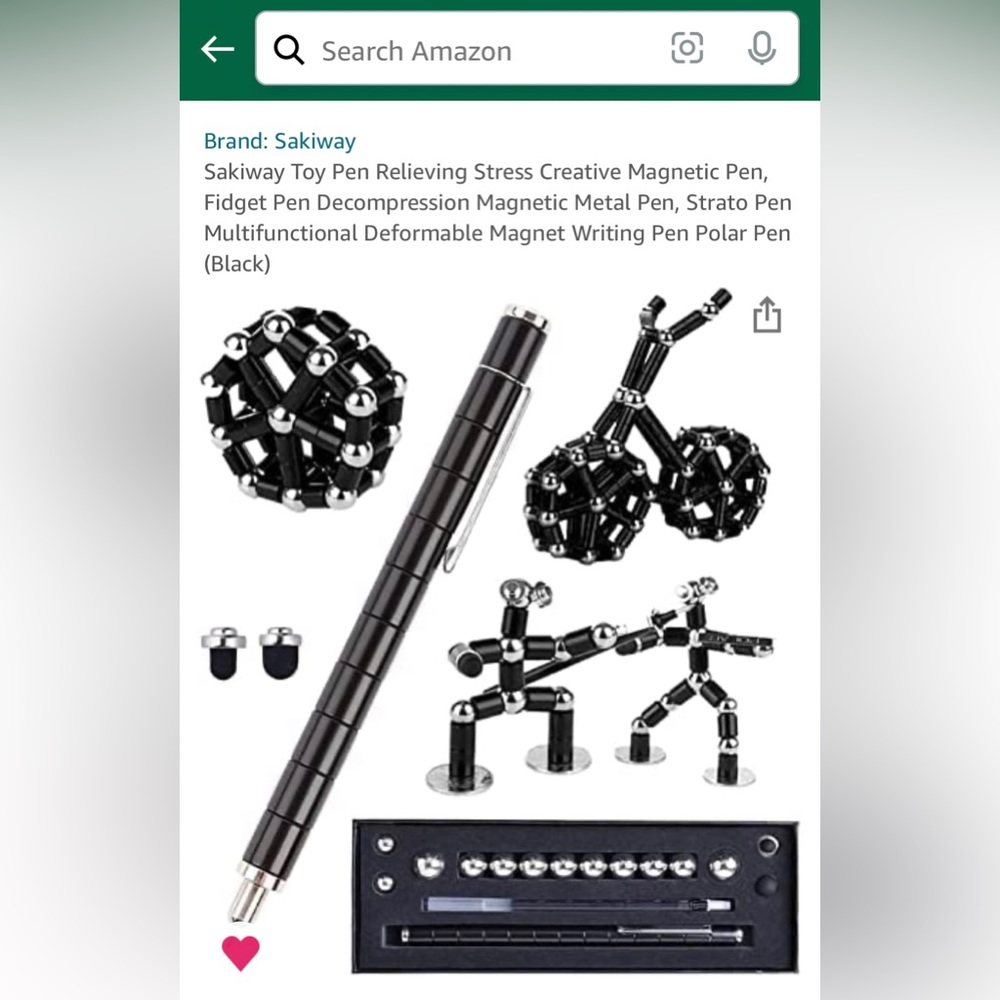 Sakiway Magnetic Deformable & Reformable Fidget Pen / Toy, New In Box (Black)